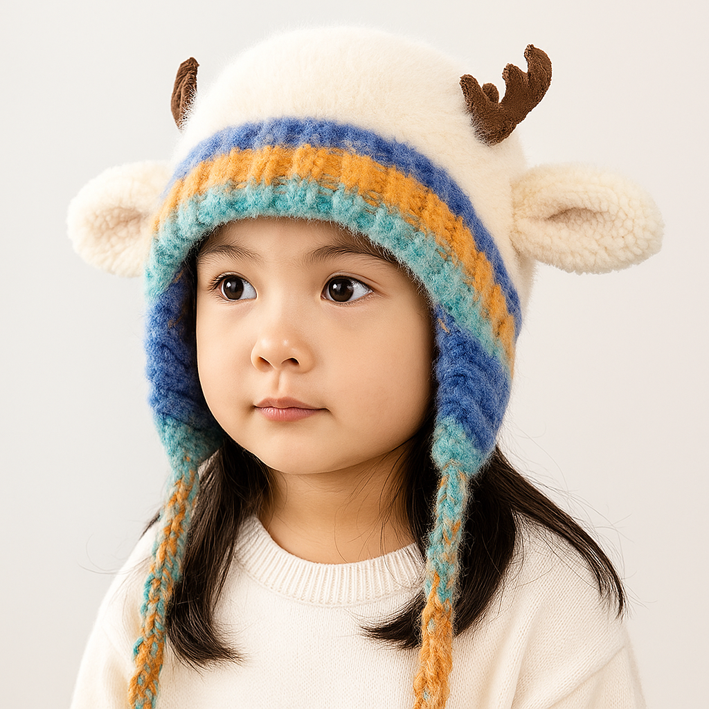 Unisex Winter Strickmütze Warm Tierohren Design