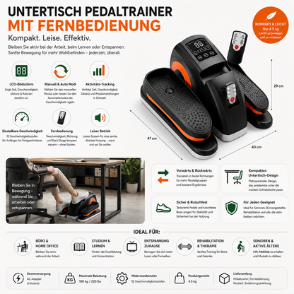 Untertisch Pedaltrainer Mit Fernbedienung Kompakter