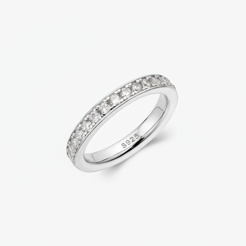Bague argent 925 pierres zirconium or rhodium