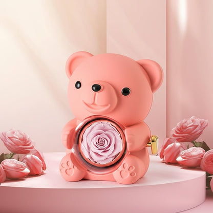 Geschenk Teddybär Konservierte Rose Schmuck Überraschung
