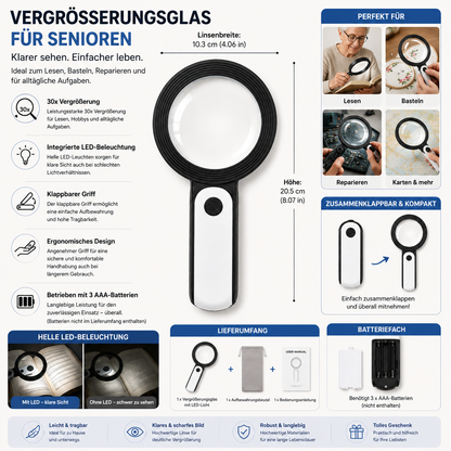 Vergrößerungsglas Für Senioren LED Handlich Licht