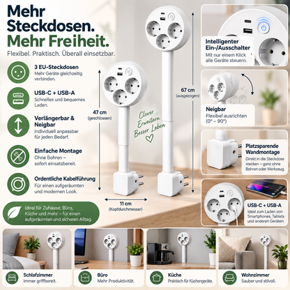 Verlängerbare Steckdose Intelligente Wandmontage