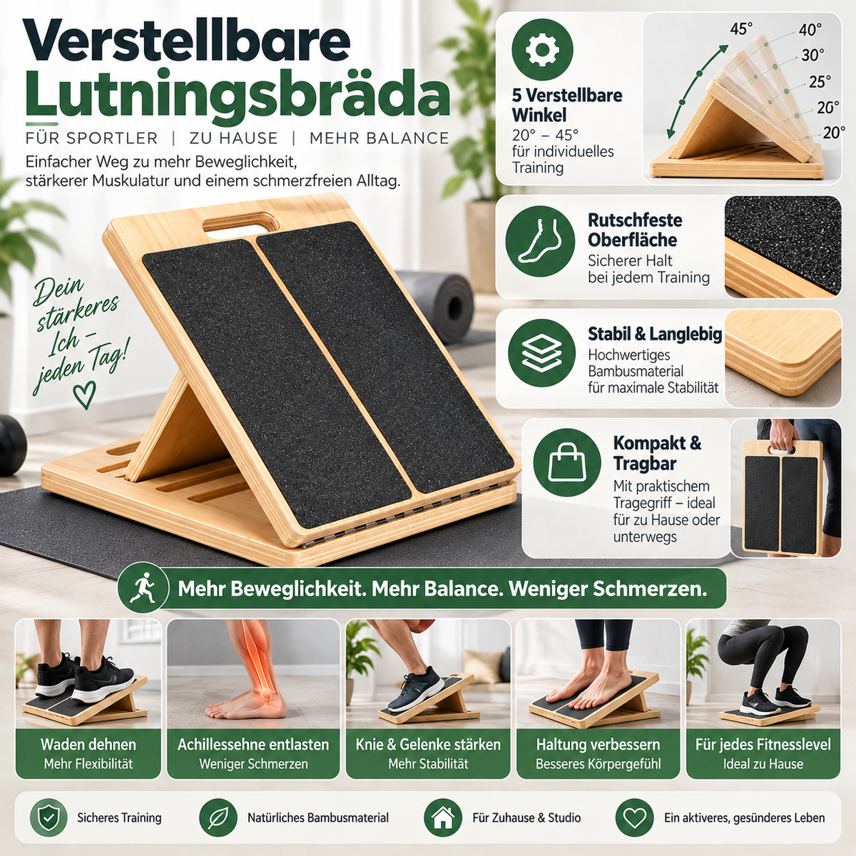 Verstellbare Lutningsbräda Für Sportler Hause Balanceboard
