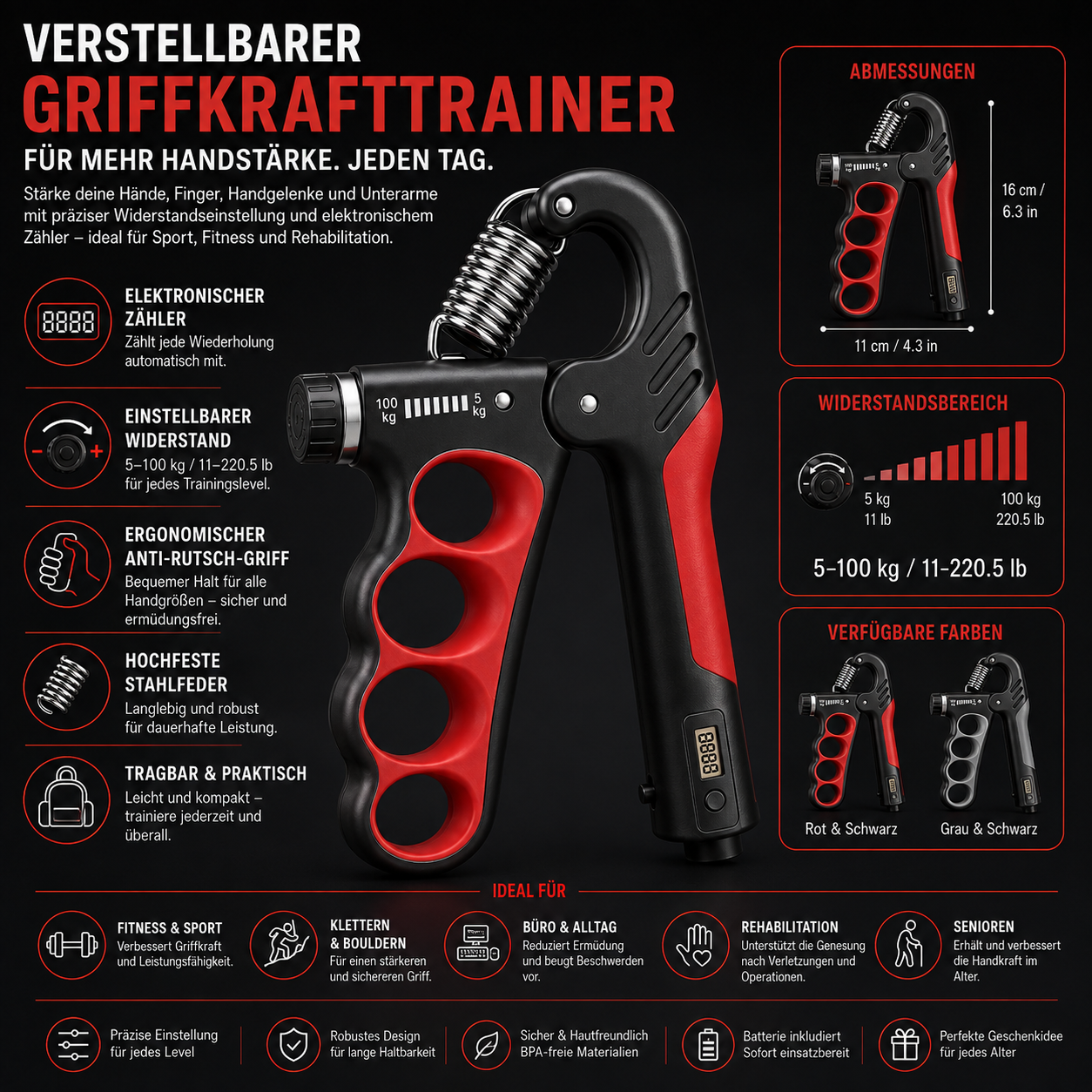 Verstellbarer Griffkrafttrainer Für Handstärke Trainer