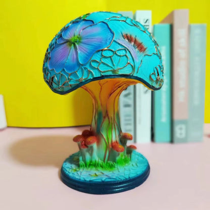 Vintage Glas Pilzlampe Buntglas LED Tischleuchte für Wohnzimmer