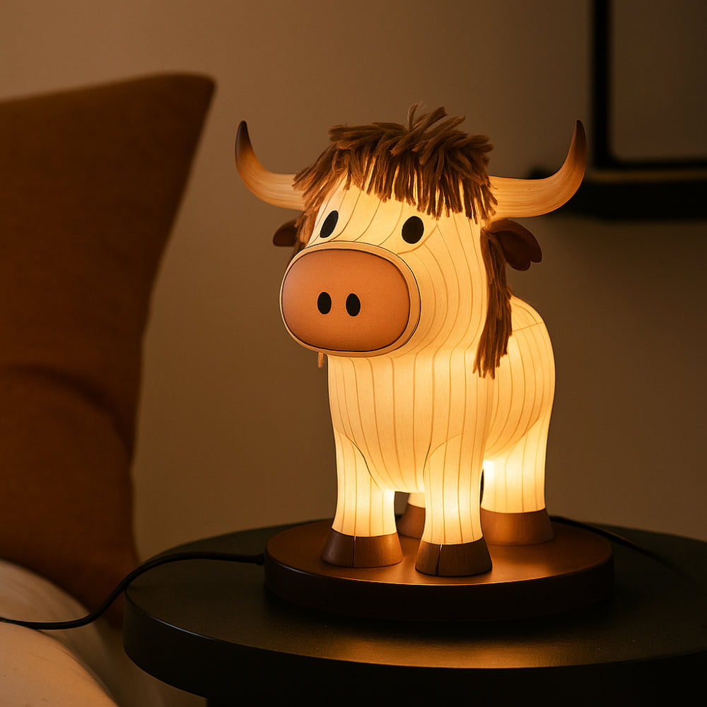 Vintage Tischlampe Glas Kuh Design USB Nachttischlampe