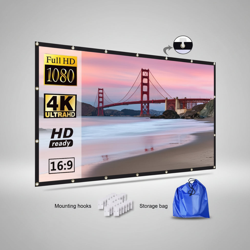 Écran Projection Pliable Anti Plis Surface Lisse Cinéma Maison