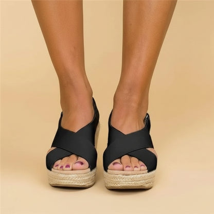 Sandali Donna Zeppa Cinturini Incrociati Suola Comfort Estate