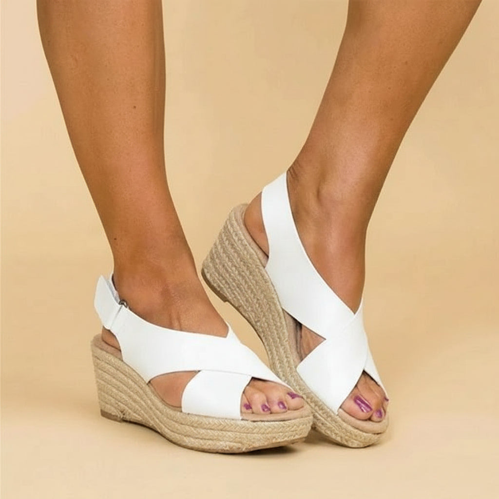 Sandali Donna Zeppa Cinturini Incrociati Suola Comfort Estate