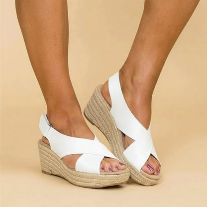 Sandali Donna Zeppa Cinturini Incrociati Suola Comfort Estate