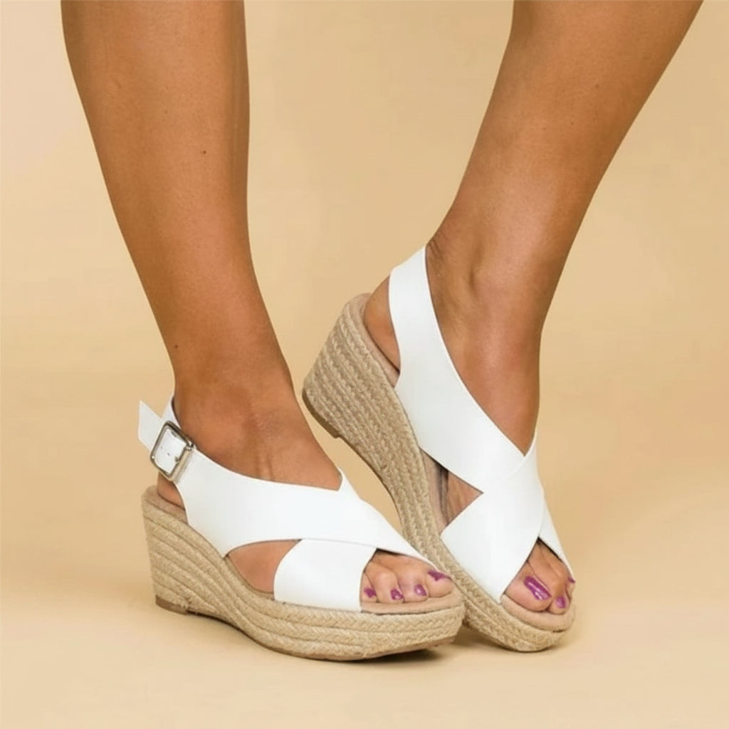 Damen Sandalen Kreuzgurt Wedge Sommer