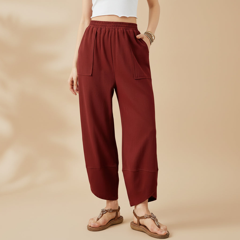 Pantalon Femme Cheville Tissu Léger Style Décontracté