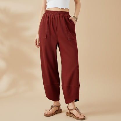 Pantalon Femme Cheville Tissu Léger Style Décontracté