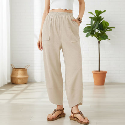 Pantalon Femme Cheville Tissu Léger Style Décontracté