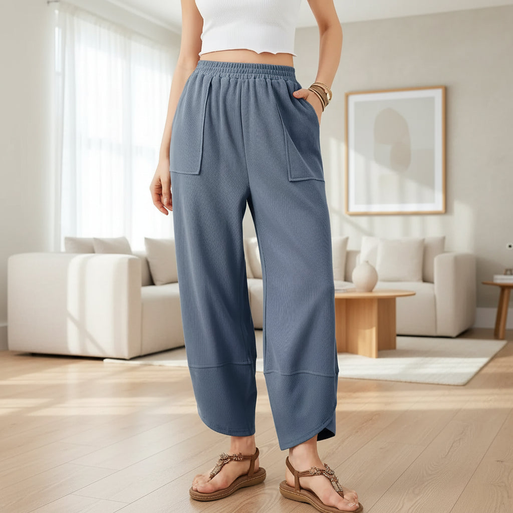 Pantalon Femme Cheville Tissu Léger Style Décontracté