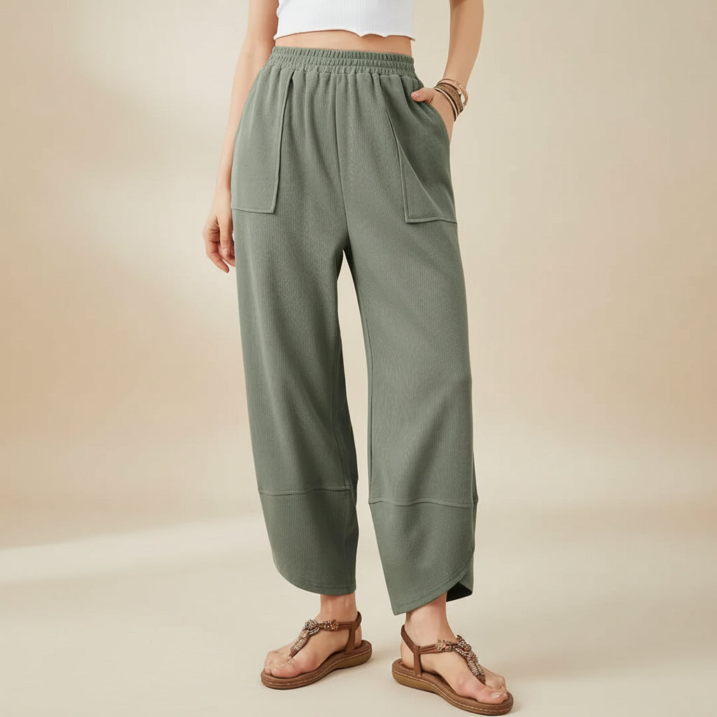 Pantalon Femme Cheville Tissu Léger Style Décontracté