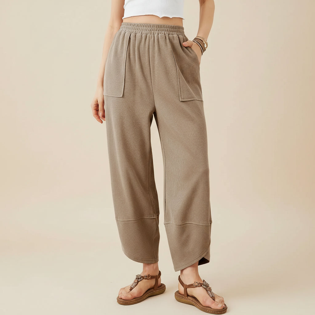 Pantalon Femme Cheville Tissu Léger Style Décontracté