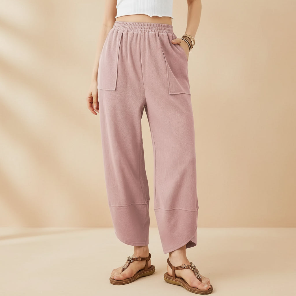 Pantalon Femme Cheville Tissu Léger Style Décontracté