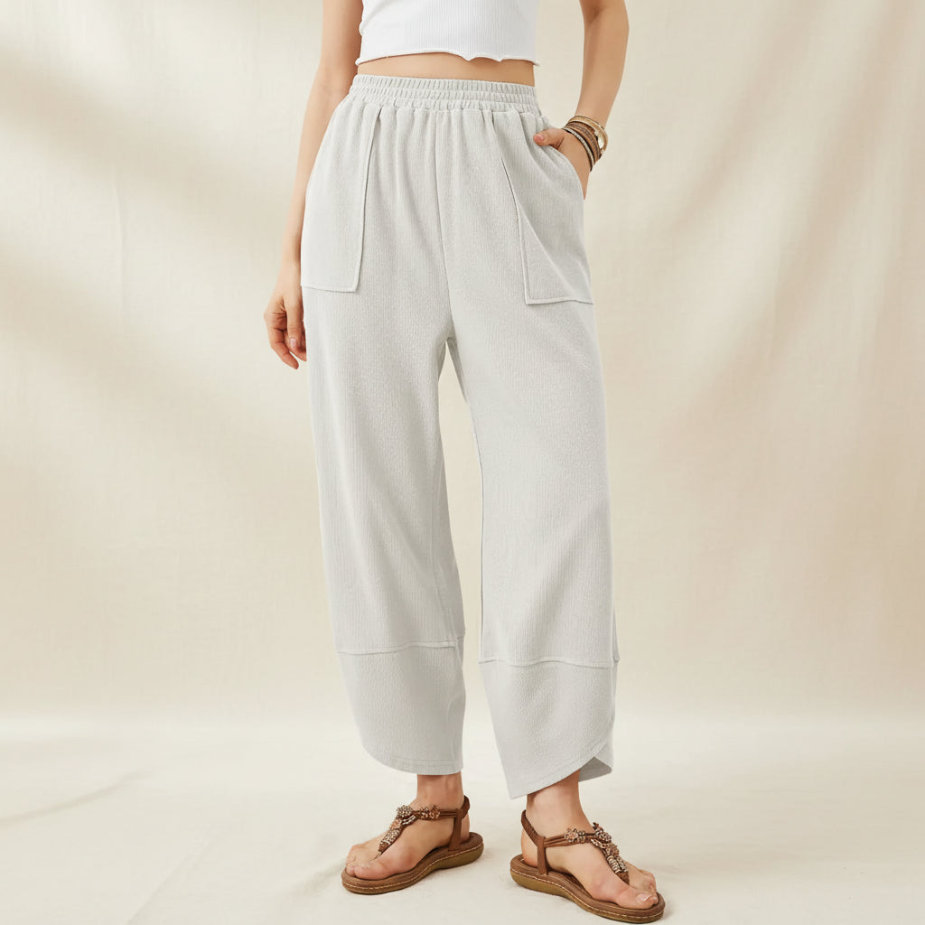 Pantalon Femme Cheville Tissu Léger Style Décontracté