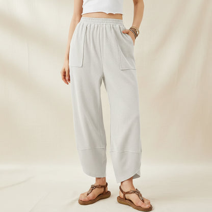 Pantalon Femme Cheville Tissu Léger Style Décontracté