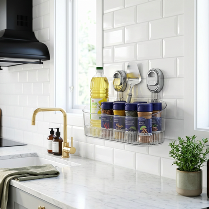 Estante de pared autoadhesivo transparente estante para ducha baño