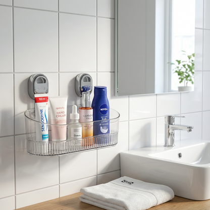Estante de pared autoadhesivo transparente estante para ducha baño