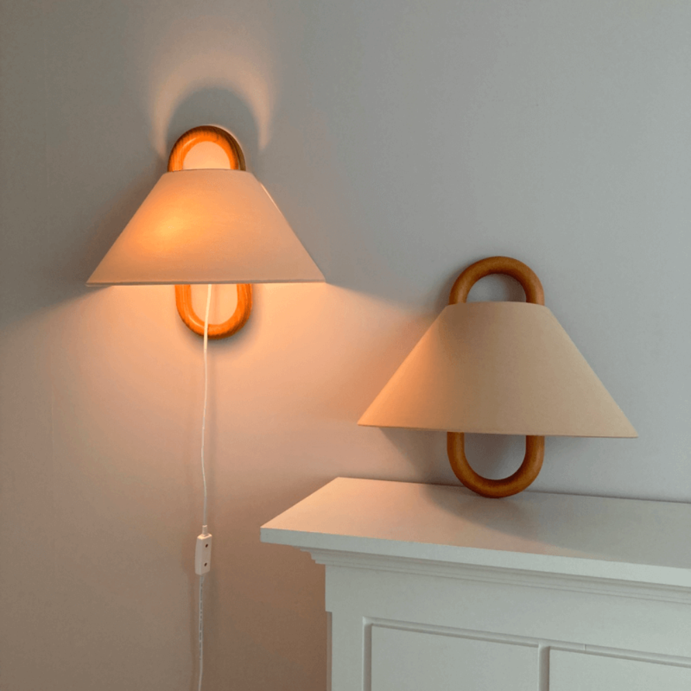 Applique Tessuto Legno Moderno Illuminazione interna