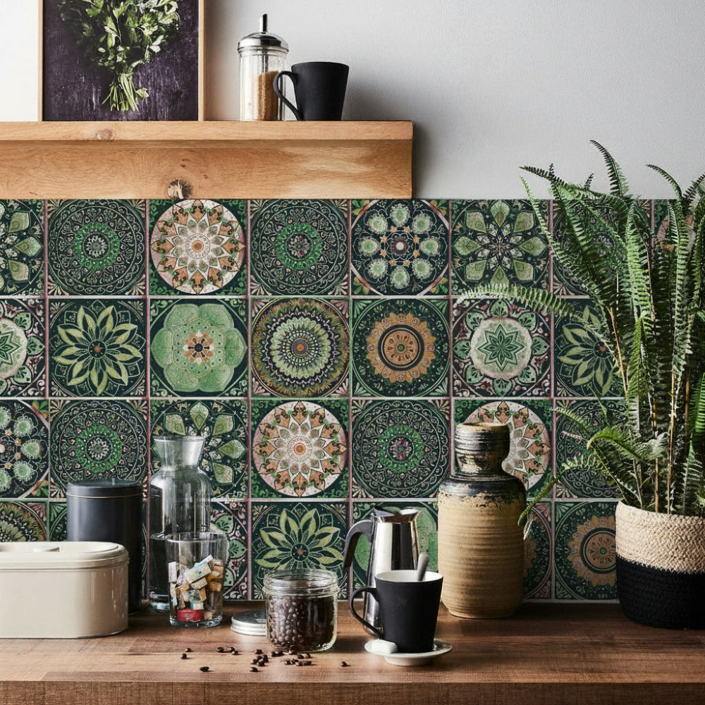 Wandaufkleber Fliesen Mandala Vinyl Deko Set selbstklebend