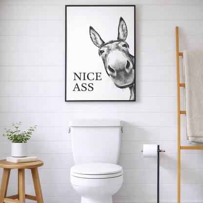 Tableau Mural Ane Drôle Impression d'Art Humour Salle de Bain