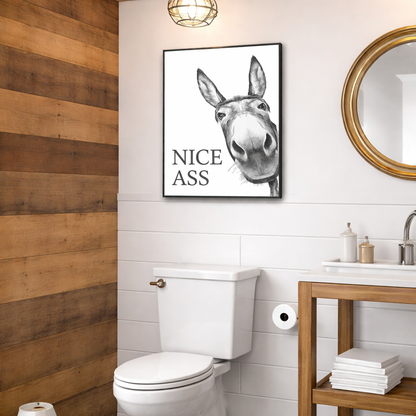 Tableau Mural Ane Drôle Impression d'Art Humour Salle de Bain