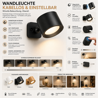 Wandleuchte Mit Einstellbarer Helligkeit Kabellos Wohnung