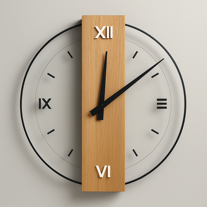 Wanduhr Minimalistisch Eiche Holz Geräuschlos