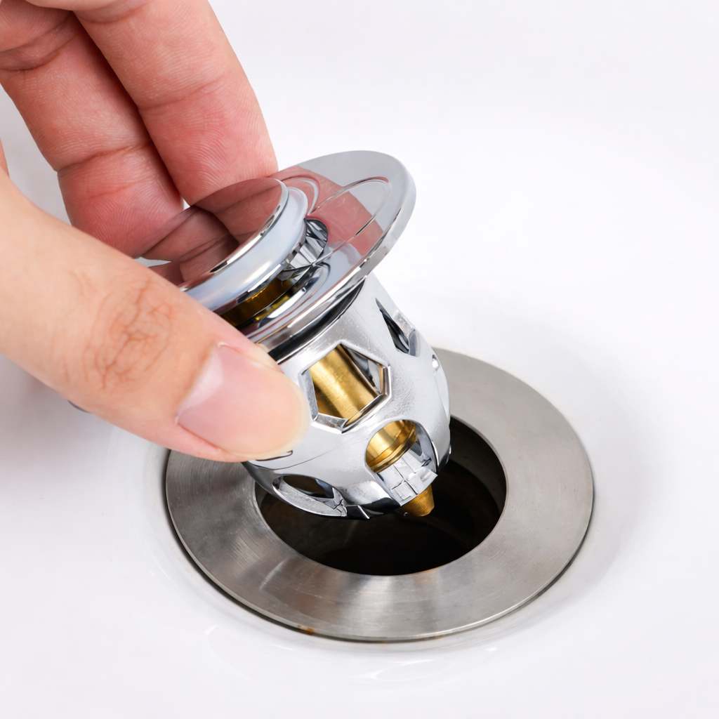 Bouchon de Lavabo Universel Acier Inoxydable Fermeture à Cliquet