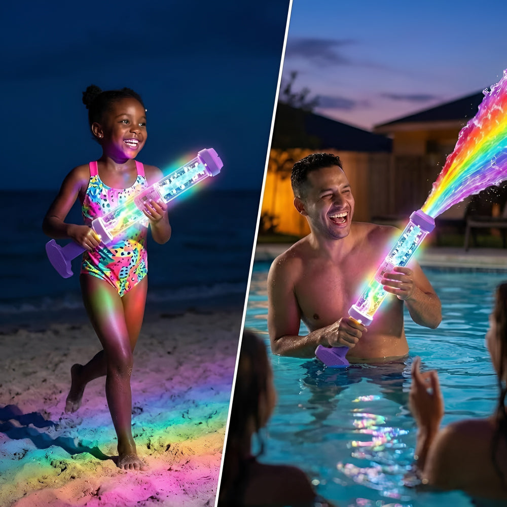 Pistola de agua juguete bláster de agua con luz LED y control remoto