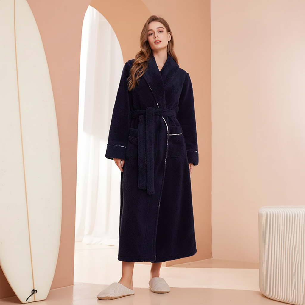 Women’s Men’s Flannel Bathrobe Soft Morning Robe Home