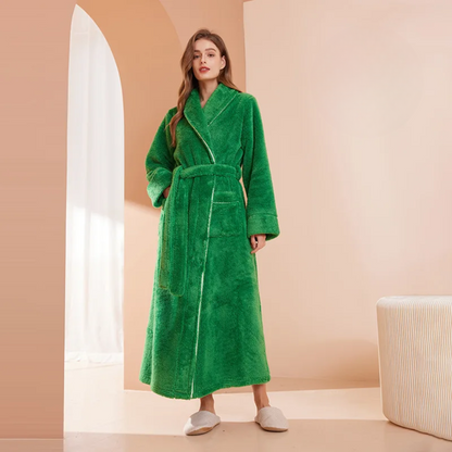 Women’s Men’s Flannel Bathrobe Soft Morning Robe Home