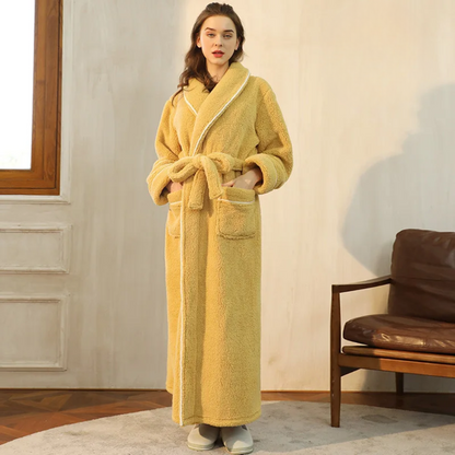 Women’s Men’s Flannel Bathrobe Soft Morning Robe Home