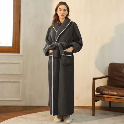 Women’s Men’s Flannel Bathrobe Soft Morning Robe Home