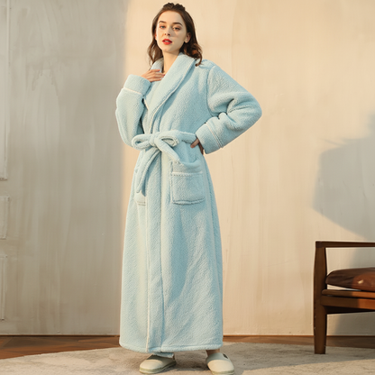 Women’s Men’s Flannel Bathrobe Soft Morning Robe Home