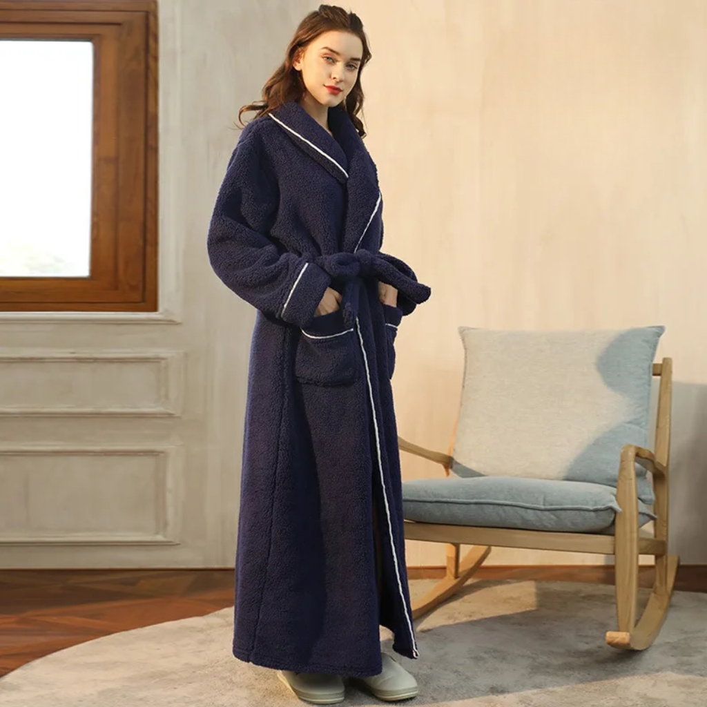 Women’s Men’s Flannel Bathrobe Soft Morning Robe Home