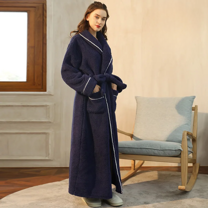 Women’s Men’s Flannel Bathrobe Soft Morning Robe Home