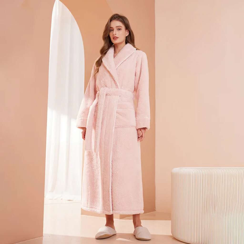 Women’s Men’s Flannel Bathrobe Soft Morning Robe Home