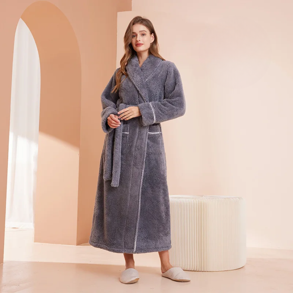 Women’s Men’s Flannel Bathrobe Soft Morning Robe Home