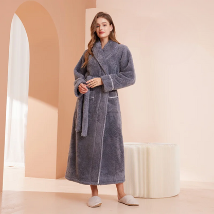 Women’s Men’s Flannel Bathrobe Soft Morning Robe Home