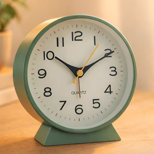 Alarm Clock Table Clock Retro Analog Quiet Night Light