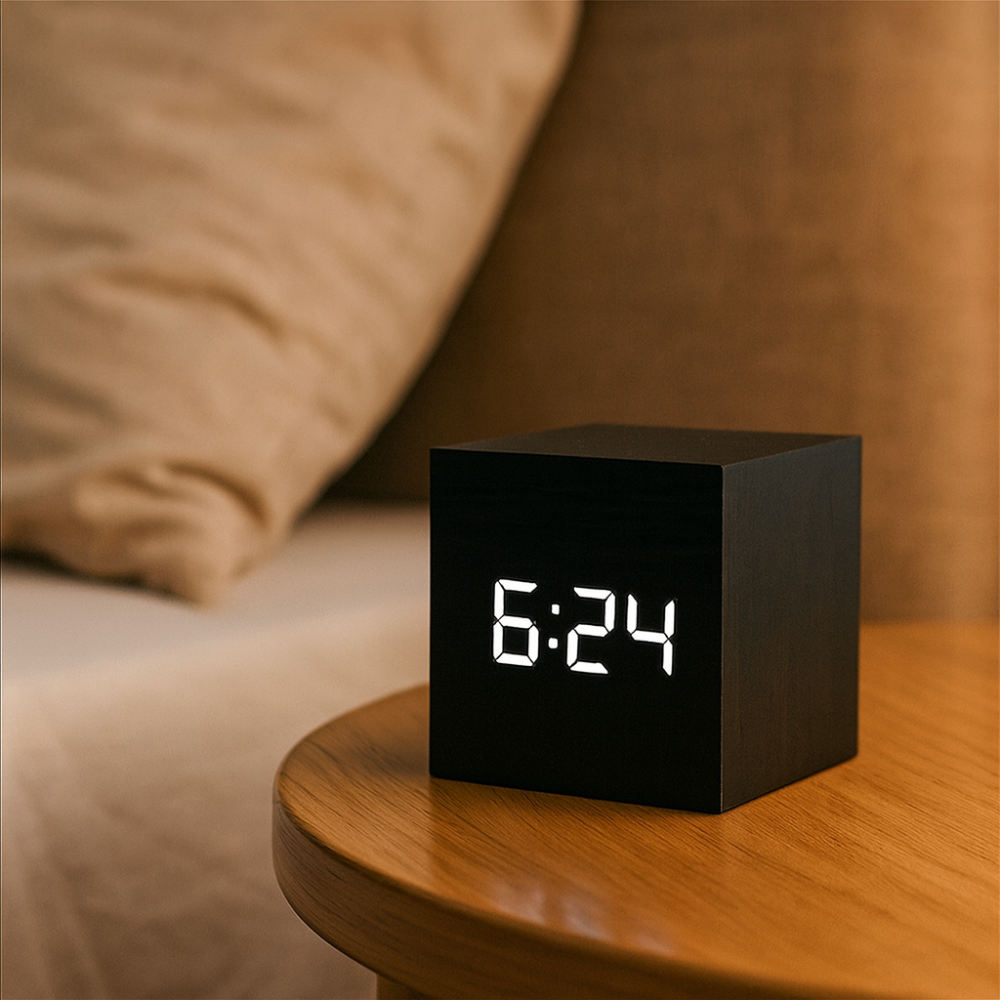 Wecker Digital LED Modern Holz Design Anzeige Funktionen
