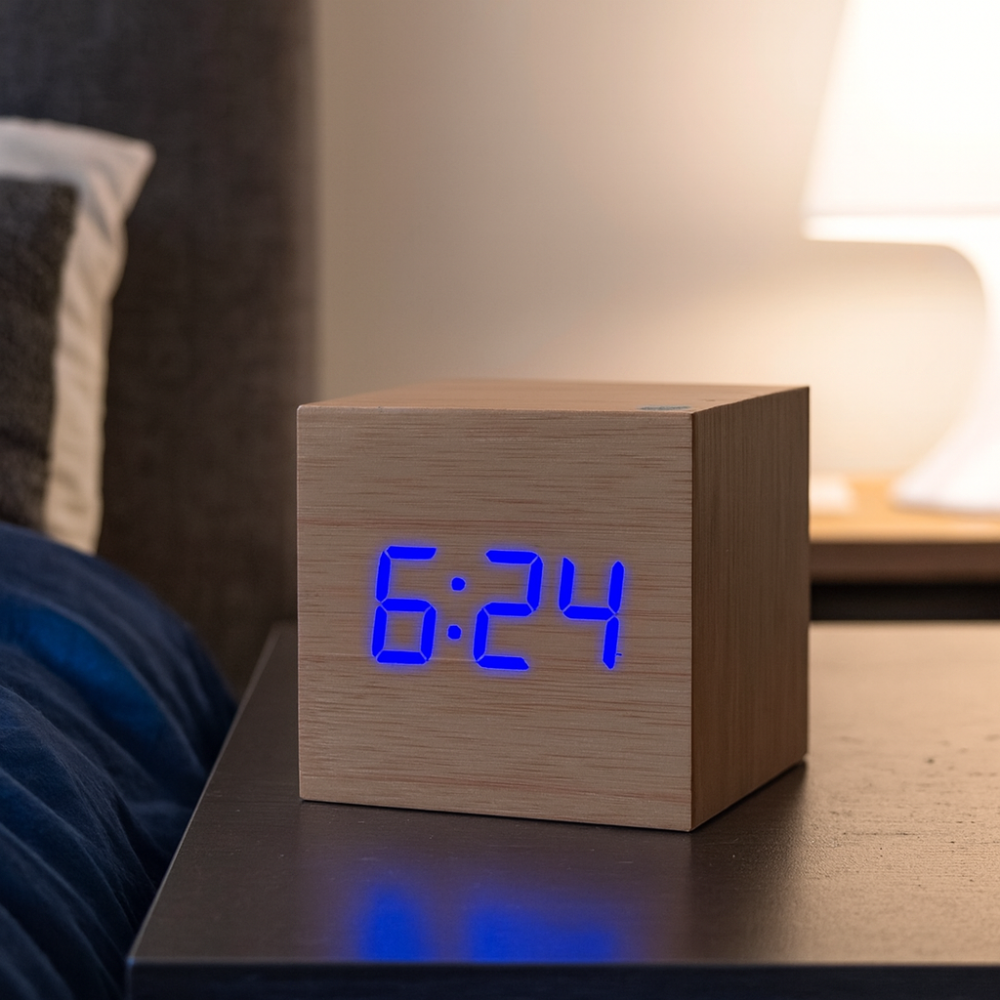 Wecker Digital LED Modern Holz Design Anzeige Funktionen