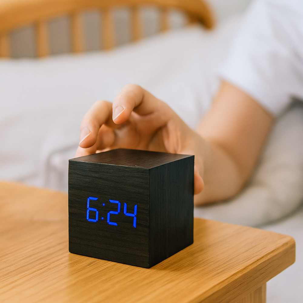 Wecker Digital LED Modern Holz Design Anzeige Funktionen