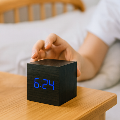 Wecker Digital LED Modern Holz Design Anzeige Funktionen