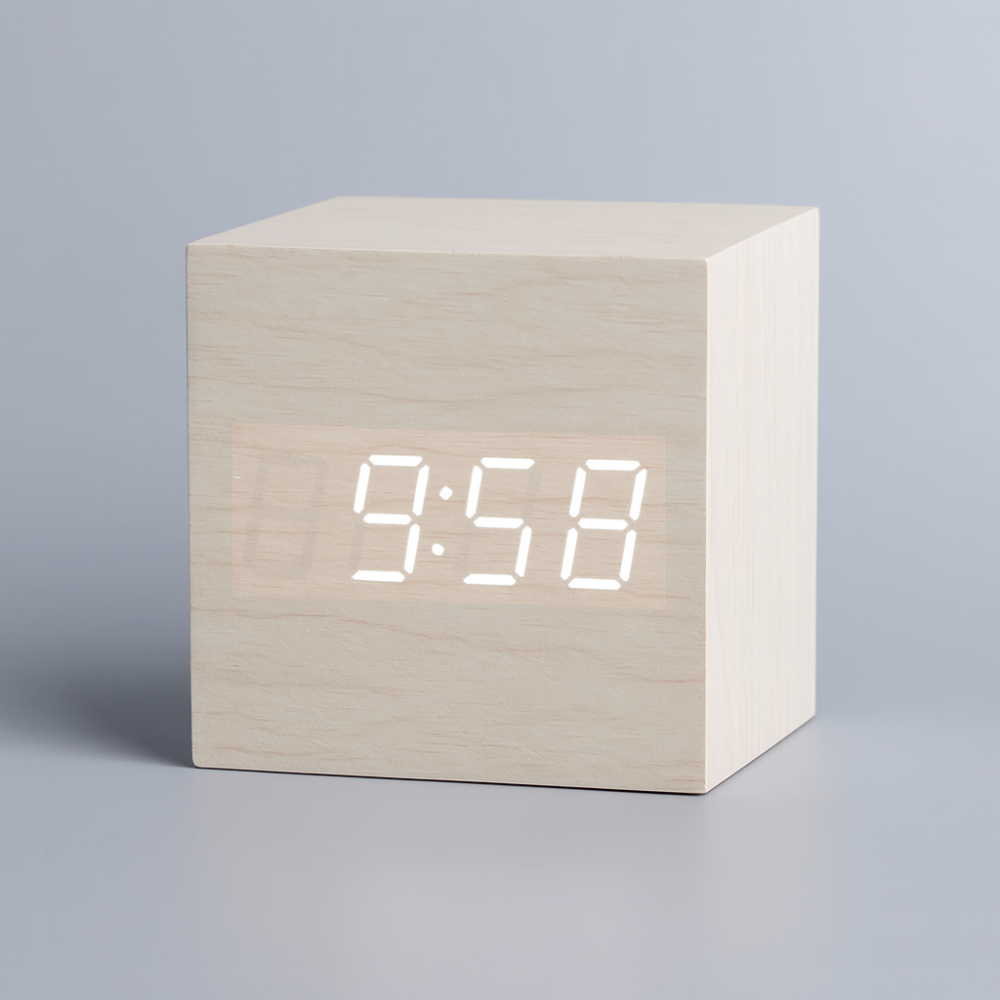 Wecker Digital LED Modern Holz Design Anzeige Funktionen
